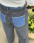 Object Objmoji Beate Wide Jeans - Black Denim/Medium Blue