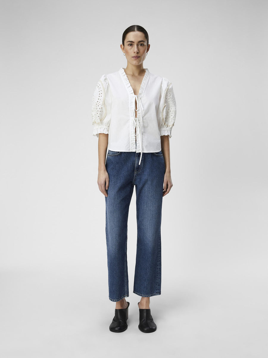 Object Objbrodera S/S Top - White Sand