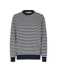 Mads Nørgaard Eco Wool Stripe Sweater - Deep Well/Winter White