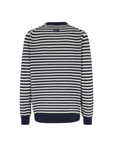 Mads Nørgaard Eco Wool Stripe Sweater - Deep Well/Winter White