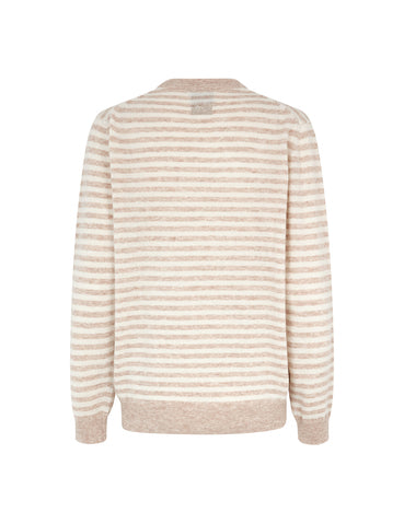 Mads Nørgaard Eco Wool Stripe Kasey Sweater - Creme Brulee, Winter White