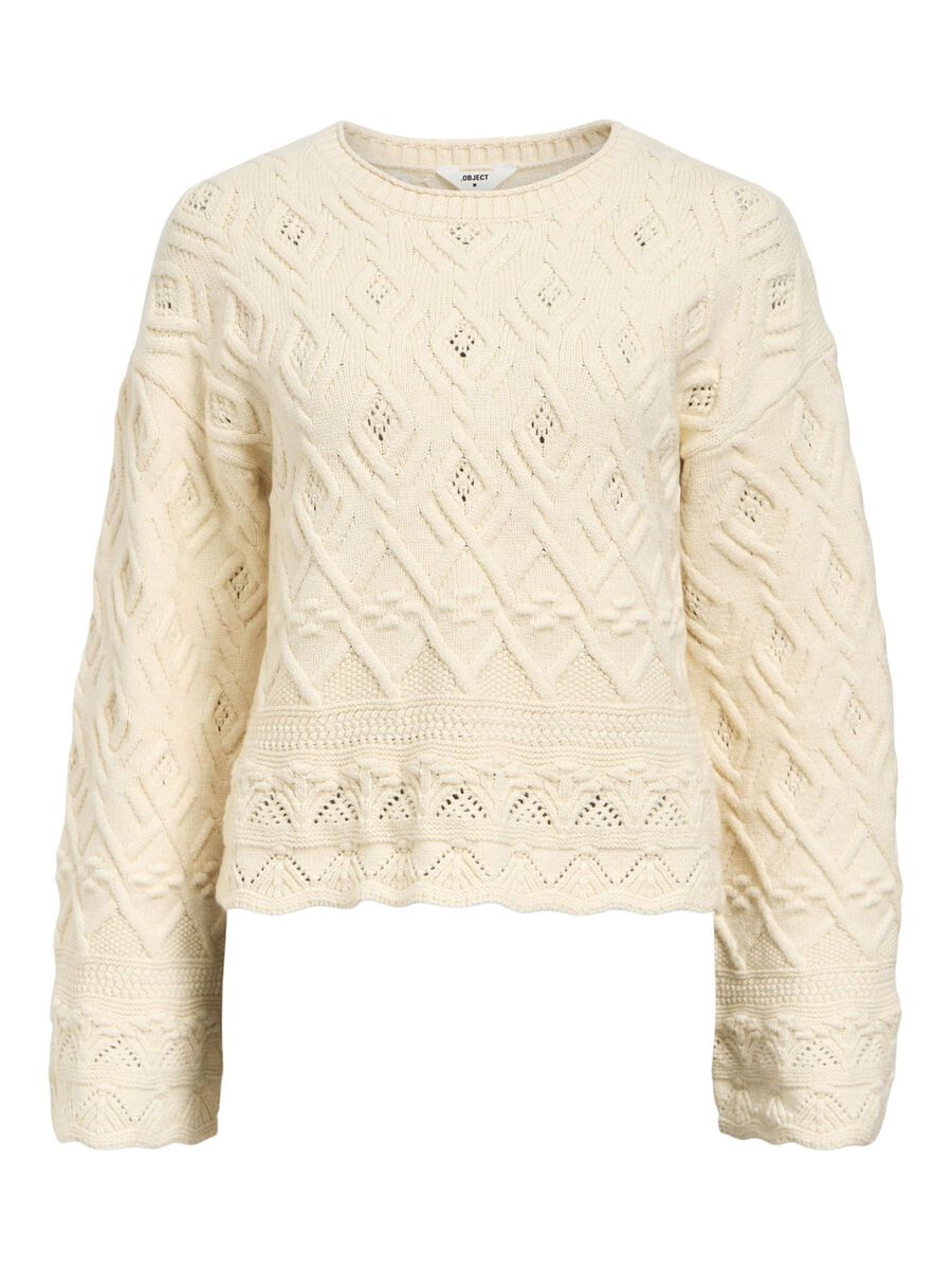 Object Objalyssa LO L/S Knit Pullover - Sandshell/Melange