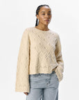 Object Objalyssa LO L/S Knit Pullover - Sandshell/Melange