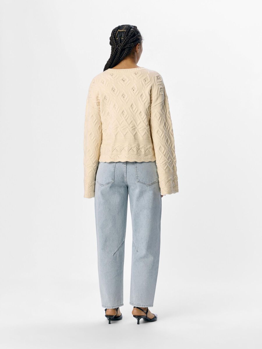 Object Objalyssa LO L/S Knit Pullover - Sandshell/Melange