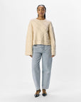 Object Objalyssa LO L/S Knit Pullover - Sandshell/Melange