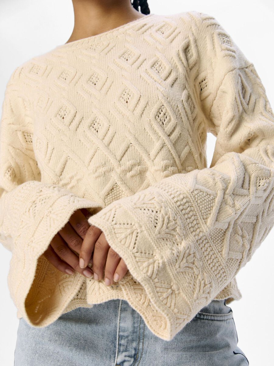 Object Objalyssa LO L/S Knit Pullover - Sandshell/Melange