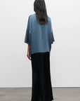 Ahlvar Gallery Thess Silk Tee - Steel Blue