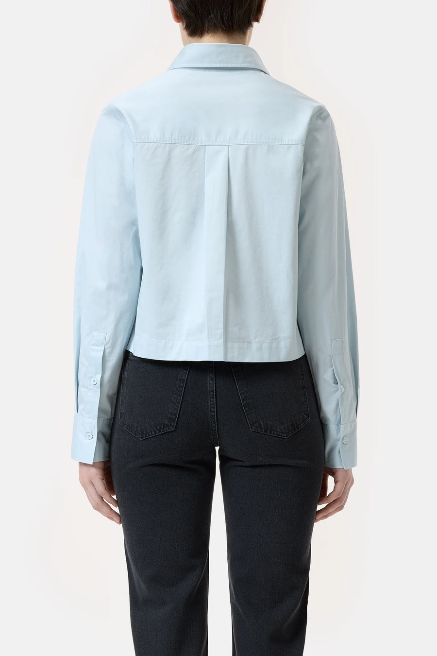 Closed Cropped Shirt - Light Sky Blue