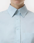 Closed Cropped Shirt - Light Sky Blue