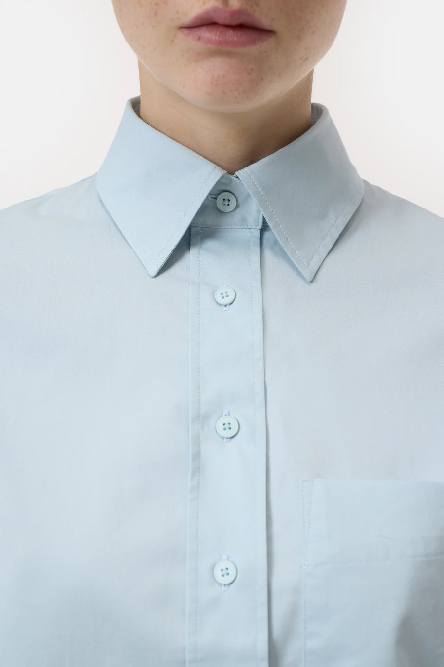 Closed Cropped Shirt - Light Sky Blue