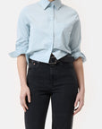 Closed Cropped Shirt - Light Sky Blue