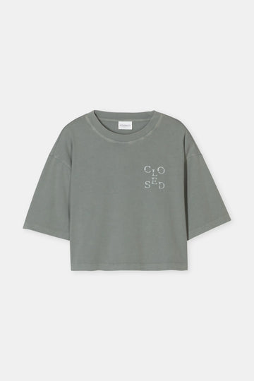 Closed Cropped Jersey T-shirt - Faded Green