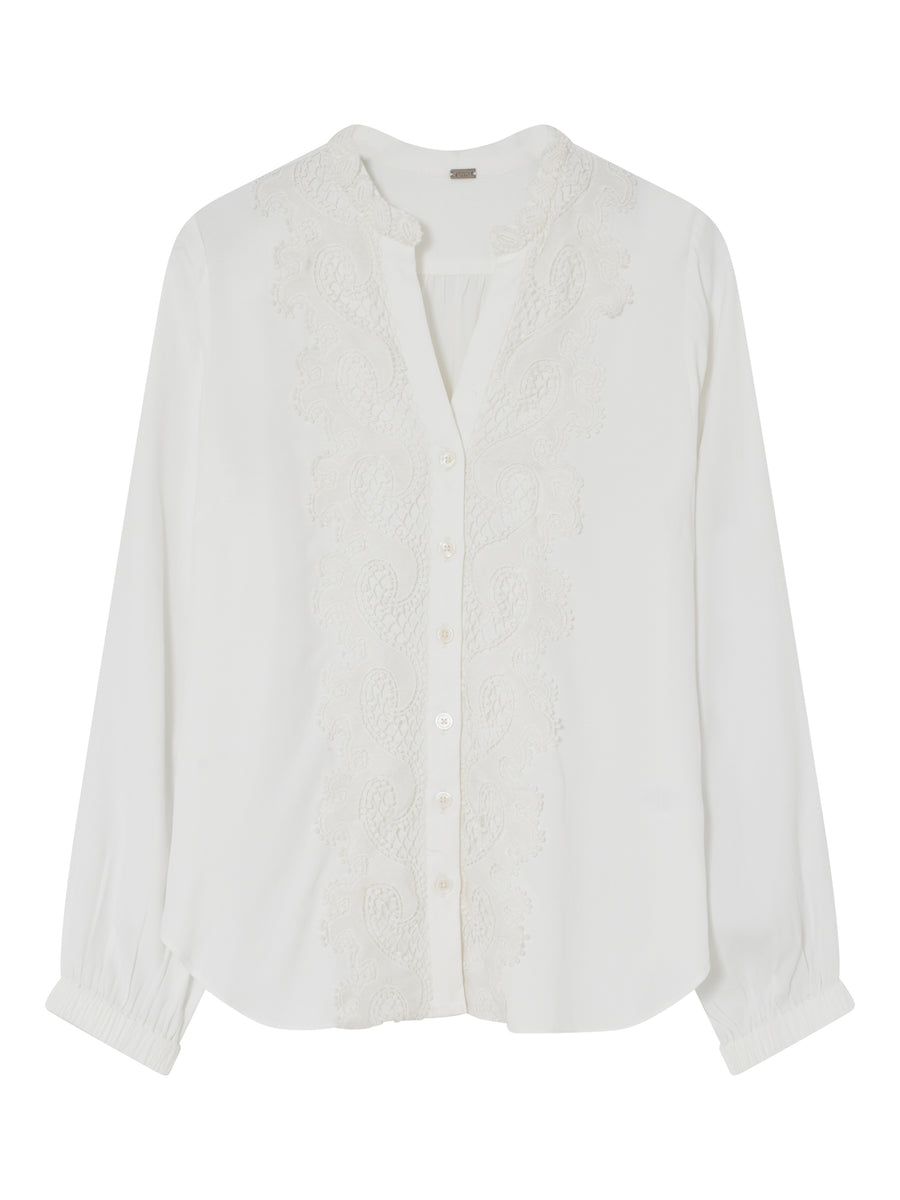 Gustav Carmen Shirt w. Lace - Off White