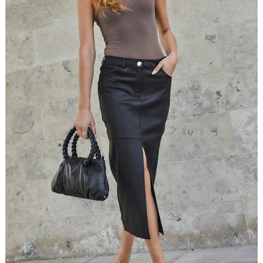 Depeche Leather Skirt - Black