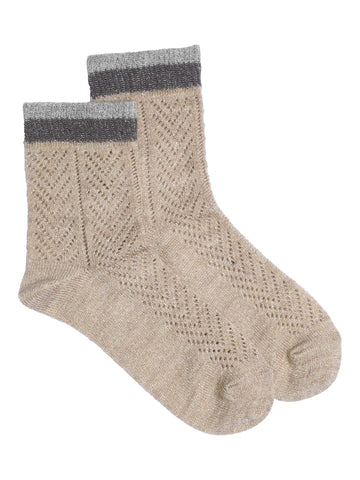 Gustav Ema Pointelle Wool Socks - Beige
