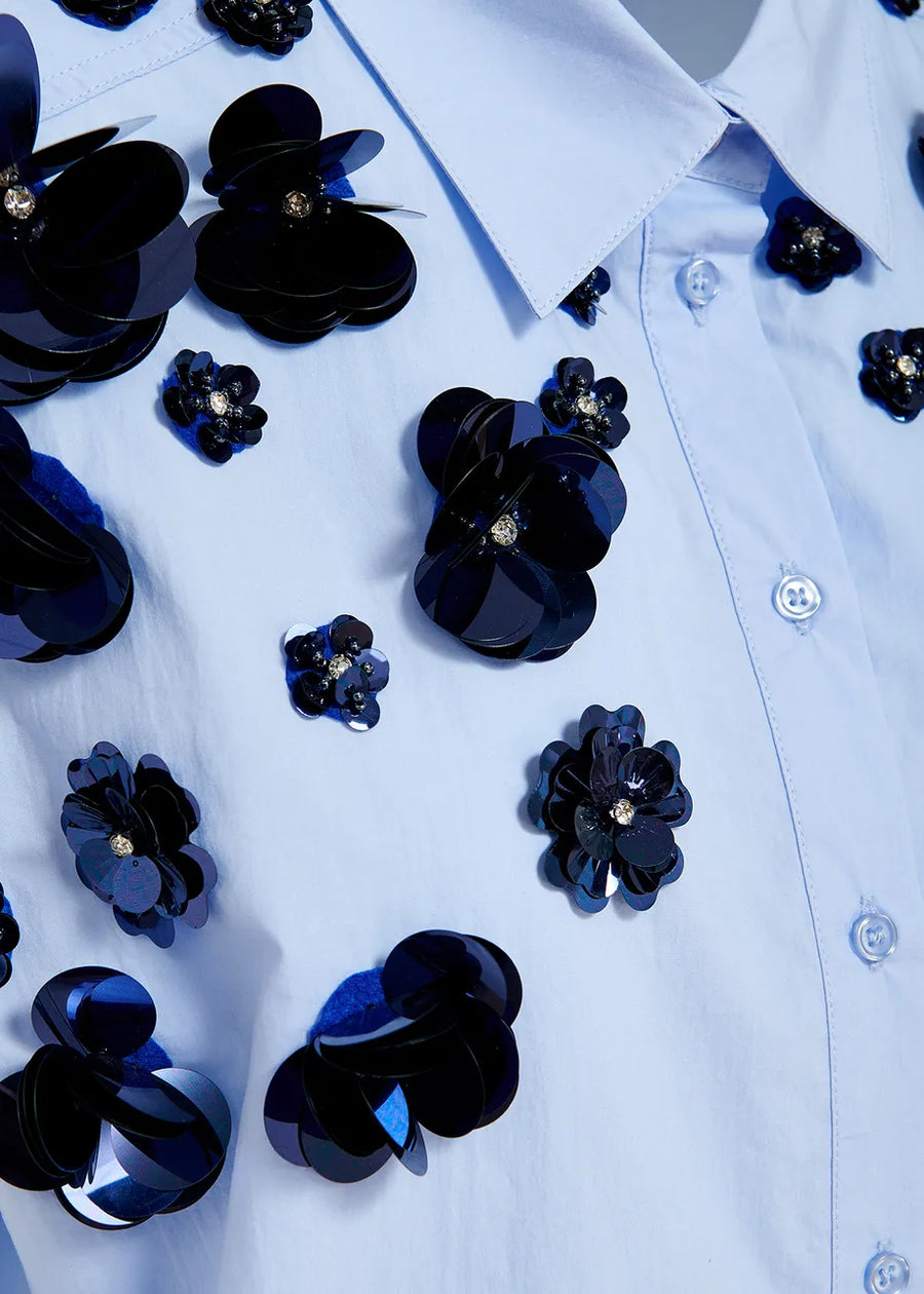 Essentiel Antwerp Fight Embroidered Shirt - Feeling Blue