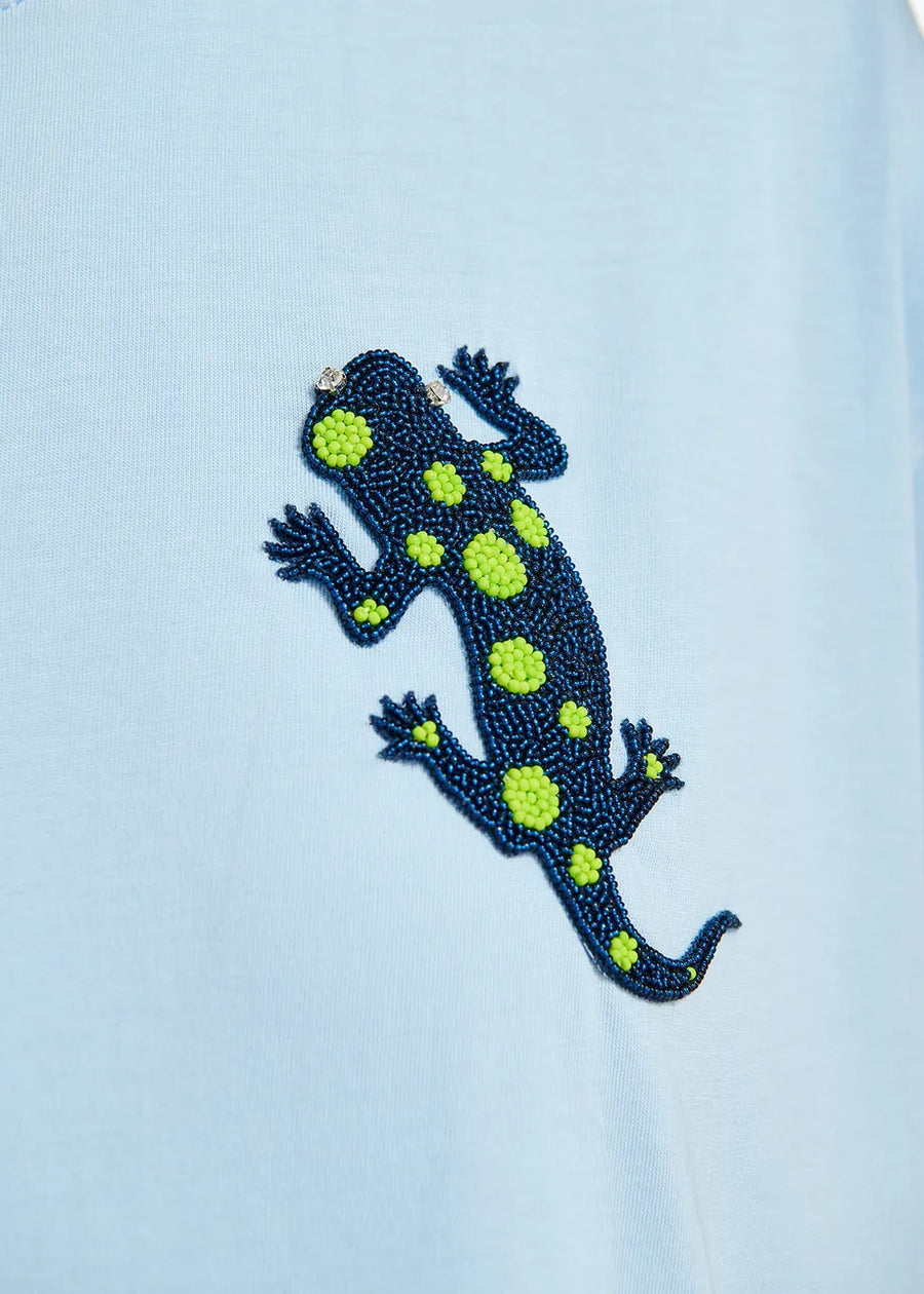 Essentiel Antwerp Fountain Embroidered T-shirt - Felling Blue