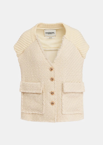 Essentiel Antwerp Geologic Vest Jakke - Off White