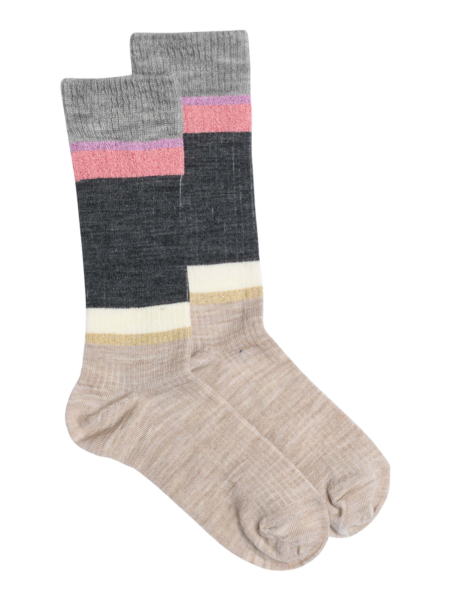 Gustav Fenia Long Wool Rib Socks - Beige