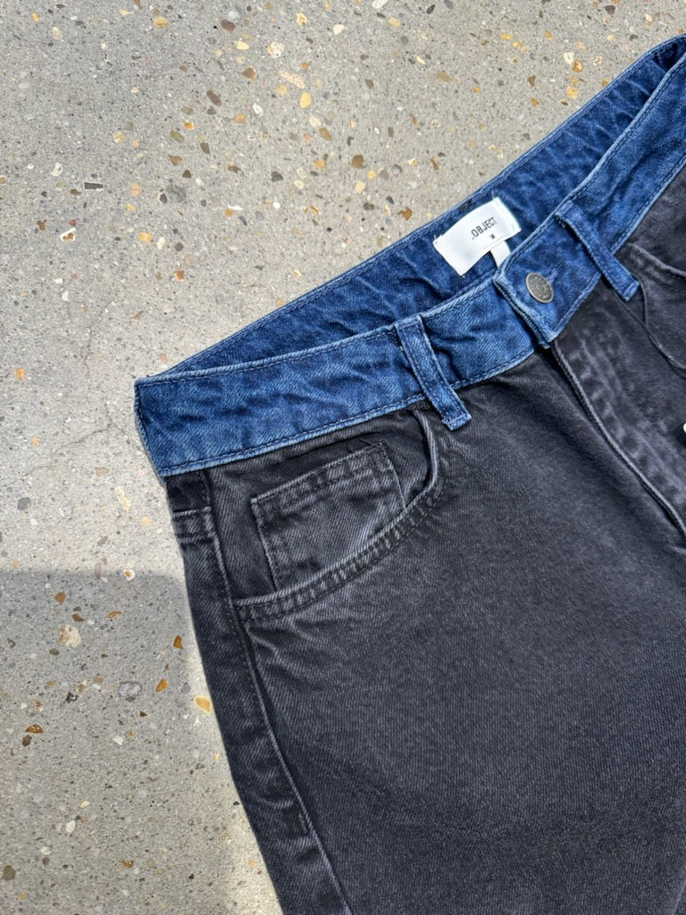 Object Moji Beate Wide Jeans - Black Denim/Medium Blue
