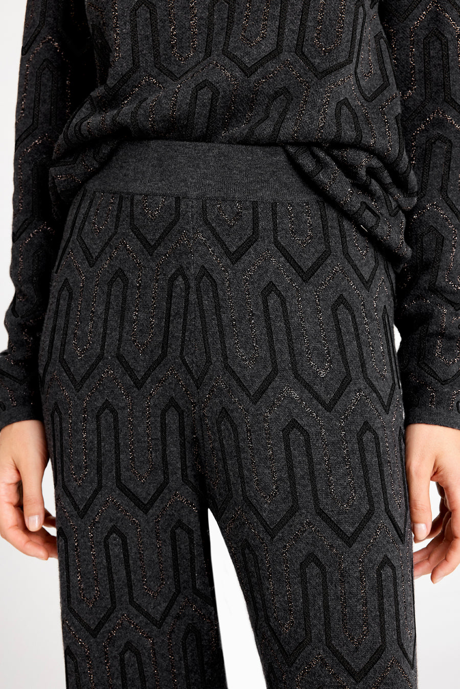 Gustav Josa Knitted Wide Leg Bukser - Grey, Black