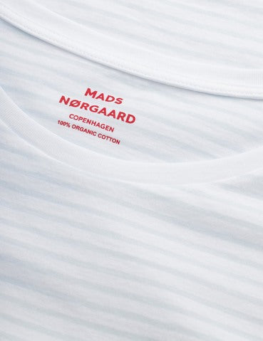 Mads Nørgaard Organic Jersey Stripe Tee - Ballad Blue/White Alyssum