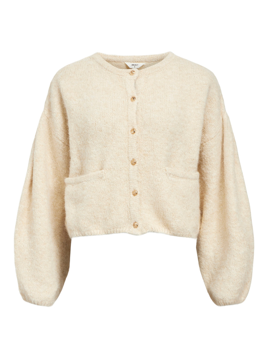 Object Objsaggia Knit Cardigan - White Sand