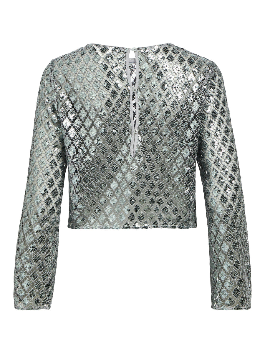 Object Objgitte Lo L/S Top - Asphalt Silver