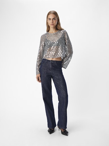 Object Objgitte Lo L/S Top - Asphalt Silver