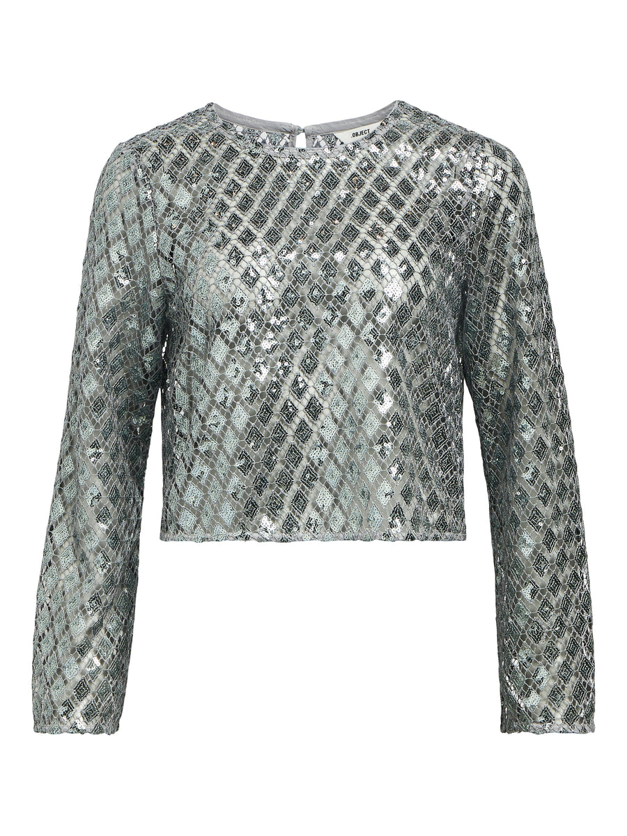 Object Objgitte Lo L/S Top - Asphalt Silver