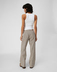 Object Moji MW Wide Long Jeans - Sandshell, Brown Stripes