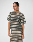 Object Objarthine S/S T-shirt - Black/Stripes Sandshell