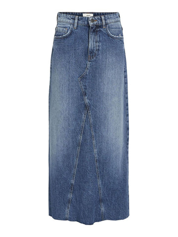 Object Harlow Long Denim Skirt - Medium Blue
