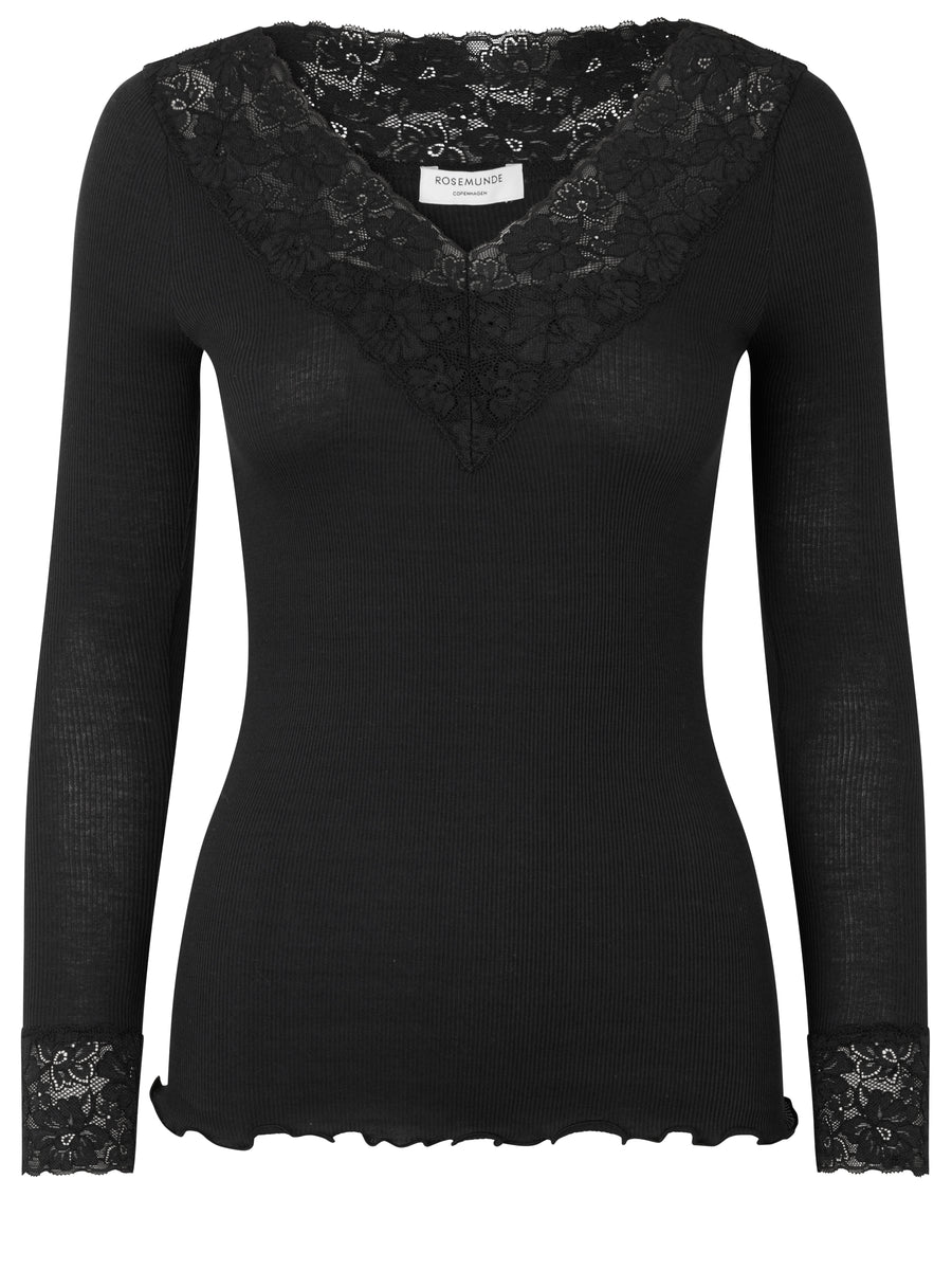 Rosemunde Organic T-Shirt W/Lace - Black