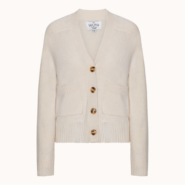 Wuth Cashmere Grandpa Cardigan - Cloud White