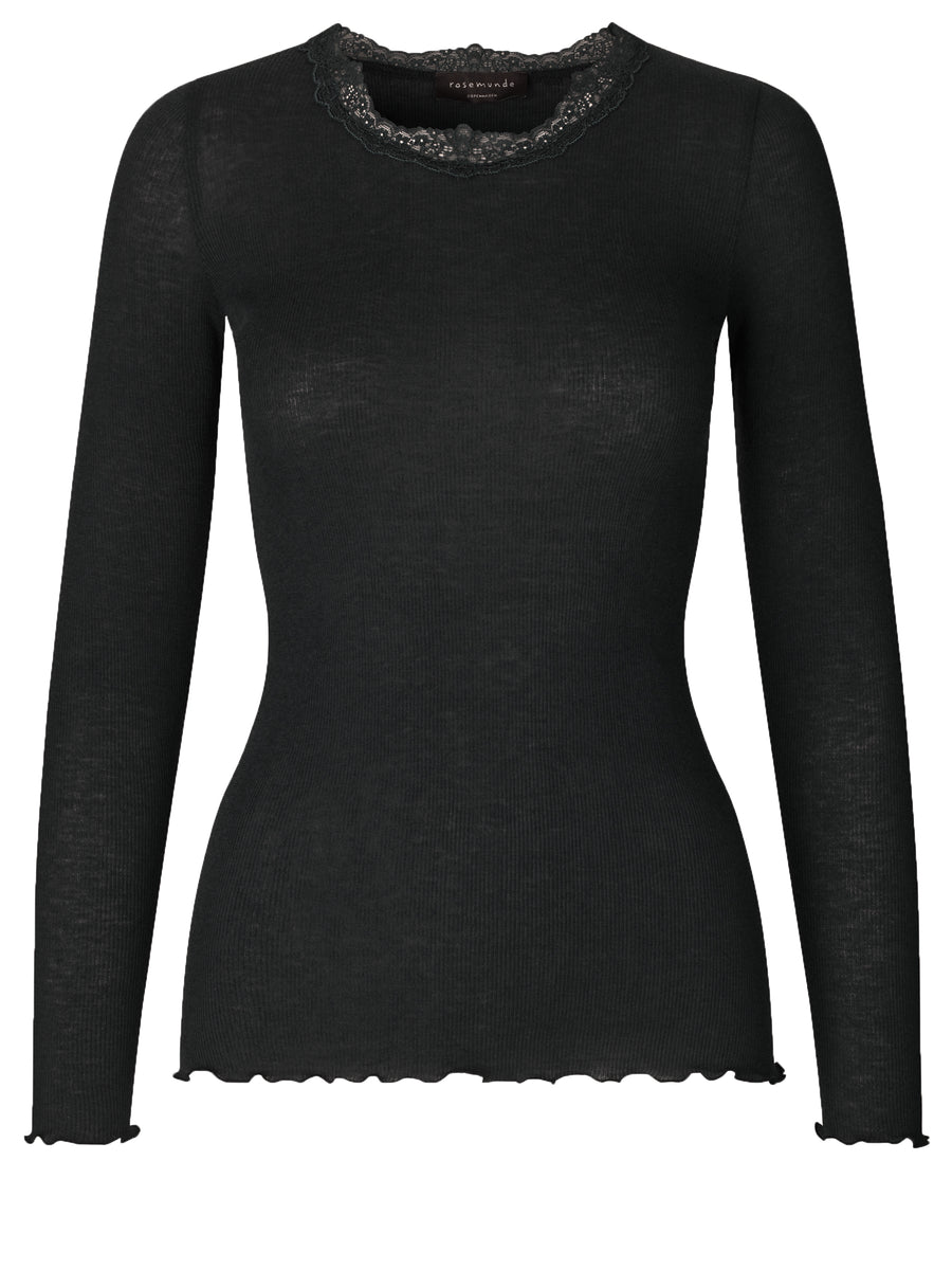 Rosemunde 4918 Wool T-Shirt Is W-Lace - Black